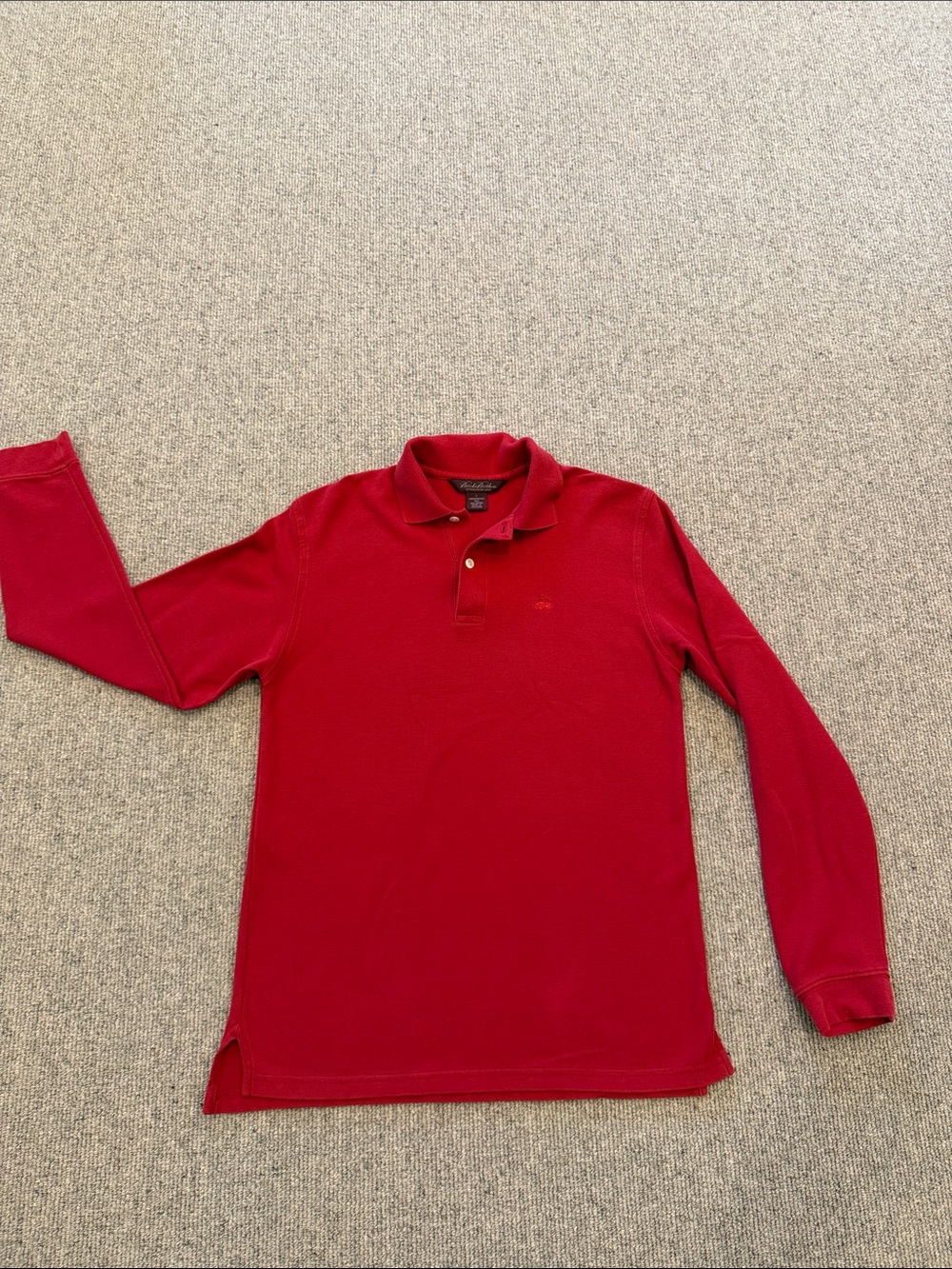 BROOKS BROTHERS BOYS RED COTTON LONG SLEEVE POLO SIZE LARGE